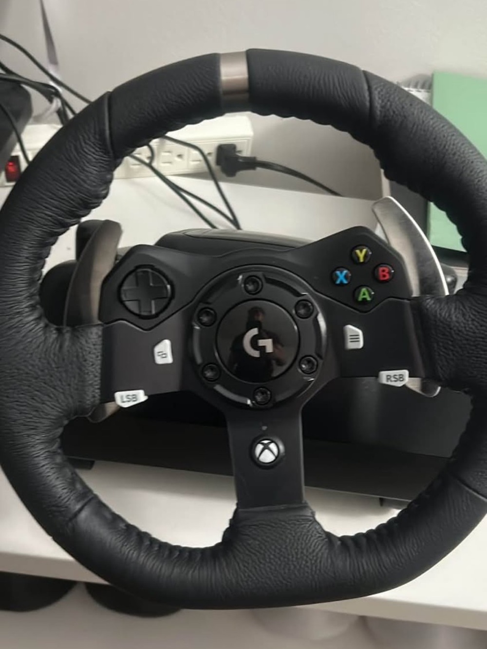 Logitech Black Leather Xbox-Compatible Steering Wheel Controller